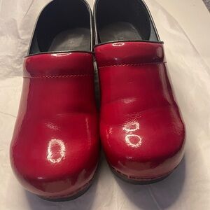 Sanita Red Patent Leather Mules
